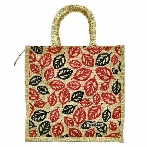 Jute Brown Printed Lunch Bag