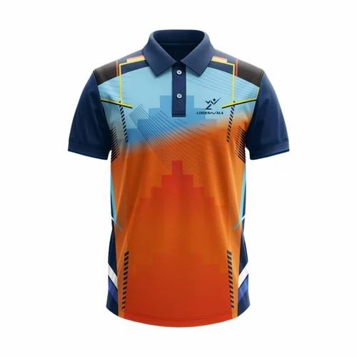Men Orange Printed Polyester Half Sleeves T-Shirt