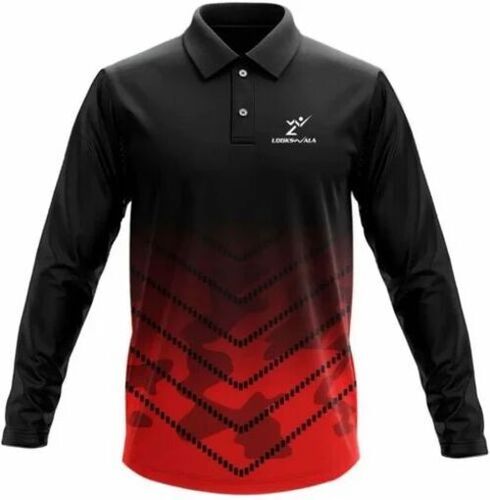 Men Red Printed Polyester T-Shirt