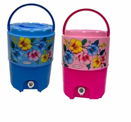 Multicolor Plastic Water Camper - 15 Litre Round, Printed, With Handle | Durable, Fine Finished, Lightweight