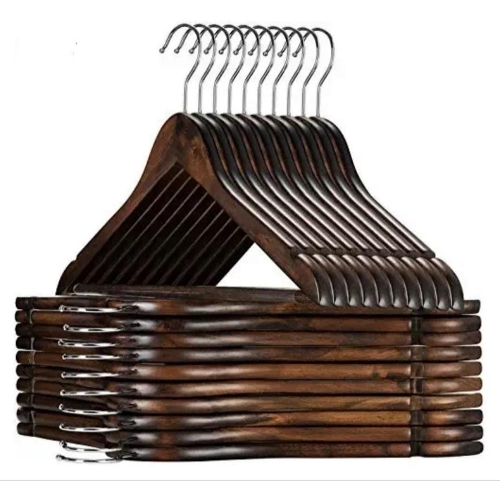 American Wooden Hanger - Wooden, All Size, Brown, Polished | Wrinkle Prevention, Load Bearing, Easy Storage, Reliable Support