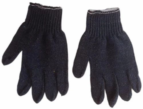 Blue Cotton Knitted Gloves