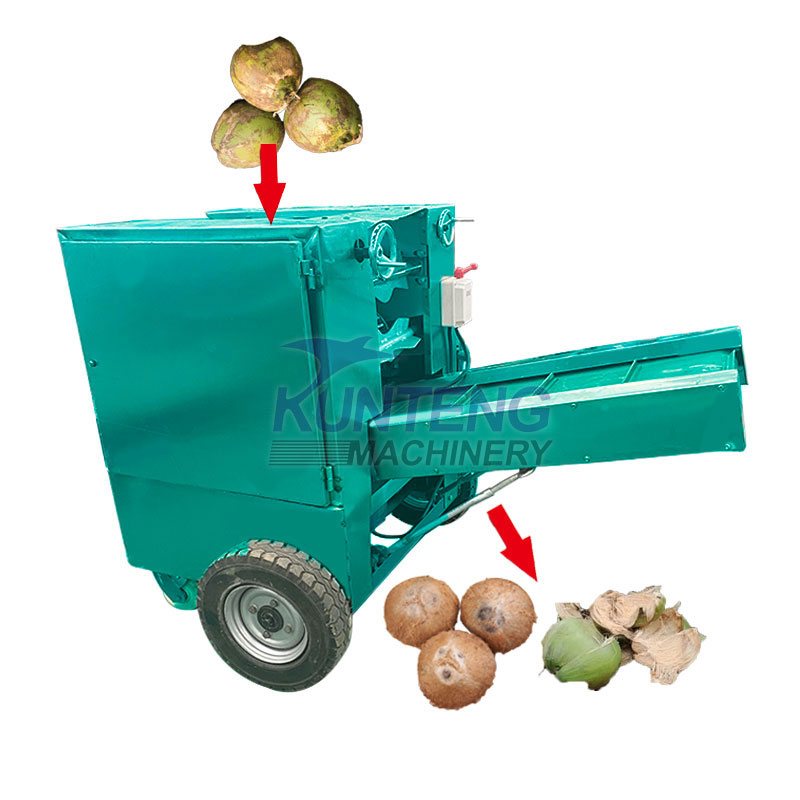 Movable Coconut Dehusk Machine Fully Automatic Coconut Deshelling Machine - Color: Customized