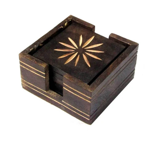 Square Wooden Coaster - Color: Brown