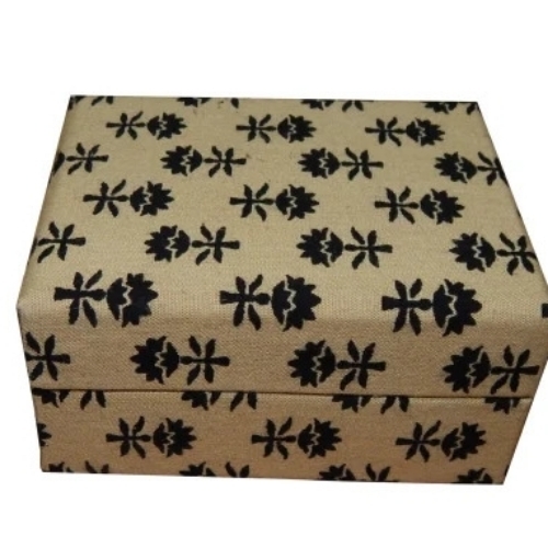 Beige Printed Jute Gift Box
