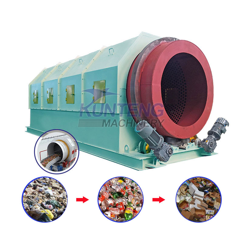 Landfill Waste Classification And Treatment Equipment Solid Drum Screening Machine For Wood, Sand And Other Materials - Capacity: 50 T/Hr