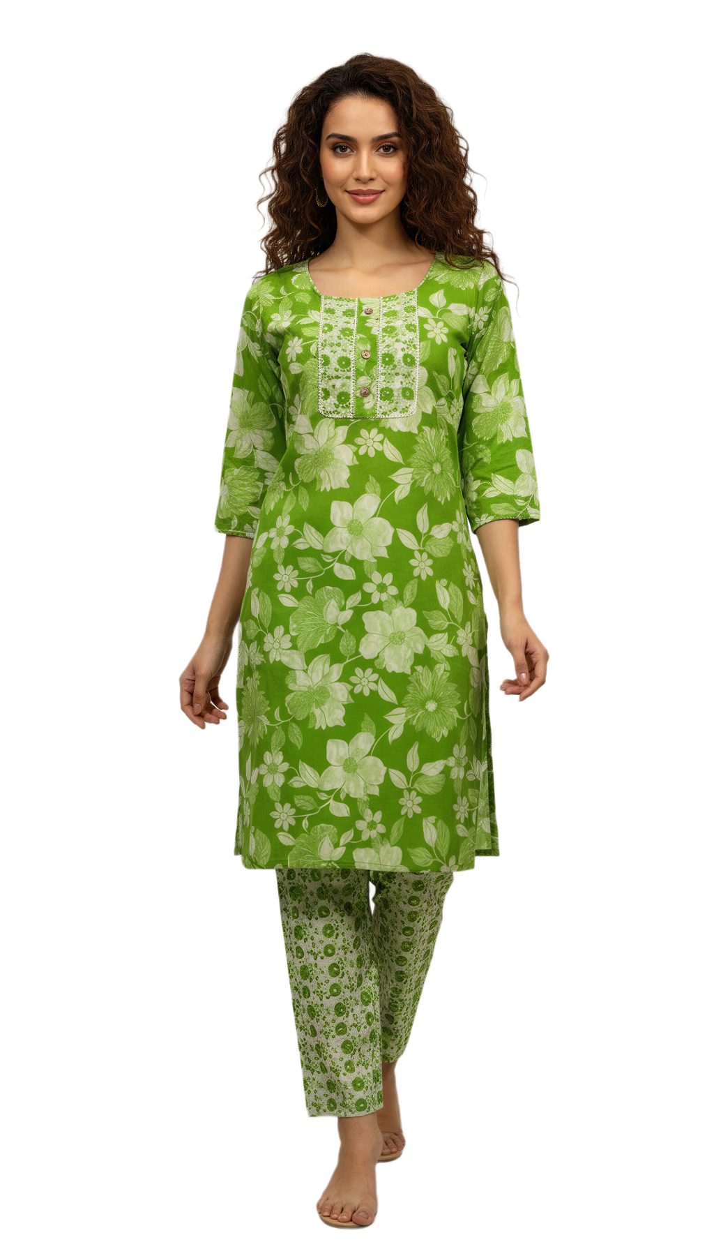 Women Floral Print Cotton Kurti Pant
