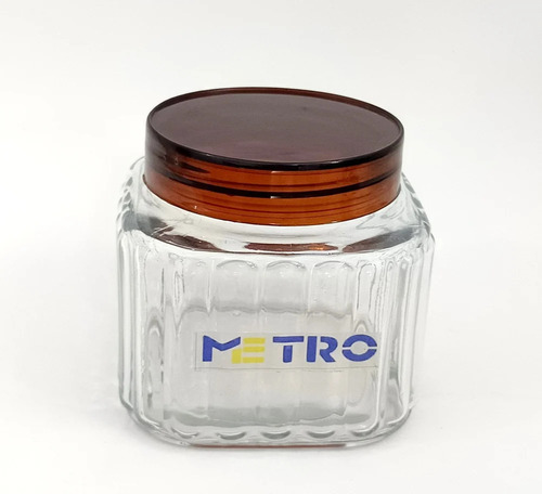 Empty Square Line Glass Jar 500 Ml