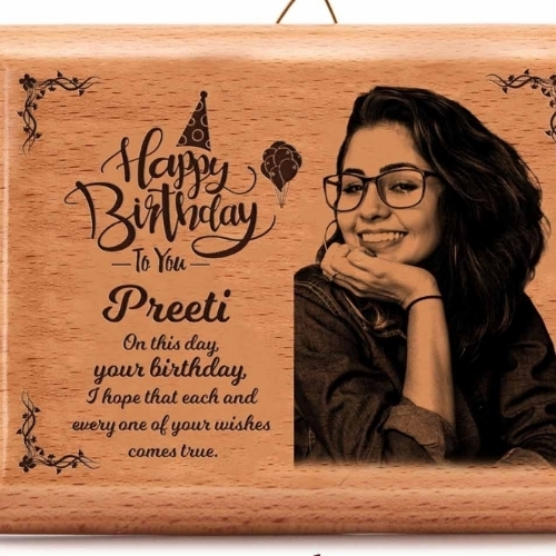 Customized Wooden Laser Engraved Photo Frame - Durable Wood, Rectangular Size, Brown Color | Ideal for Home Decor and Gifting