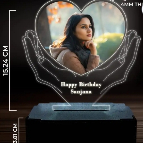 Personalised Heart & Hand Led Acrylic Lamp 