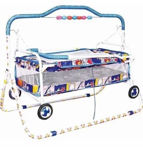 4 Wheel Blue Baby Folding Cradle