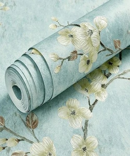 Floral Printed Vinyl Wallpaper