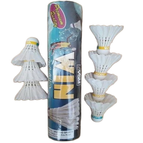Synthetic Badminton Feather Shuttlecock - Plastic, White | Indoor Game, Crack Resistant, Corrugated Box Packaging