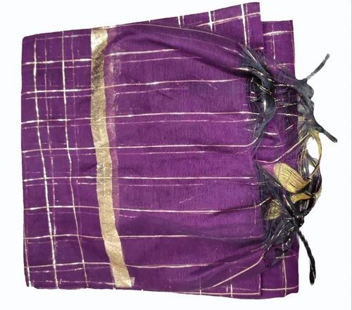 Women Purple Chanderi Checked Dupatta