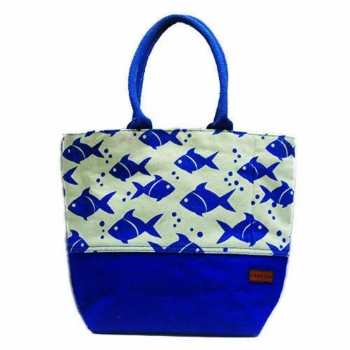 Handmade Designer Jute Bag - 3kg Capacity Multicolor Handled Zipper | Durable Eco-Friendly Printed Pattern