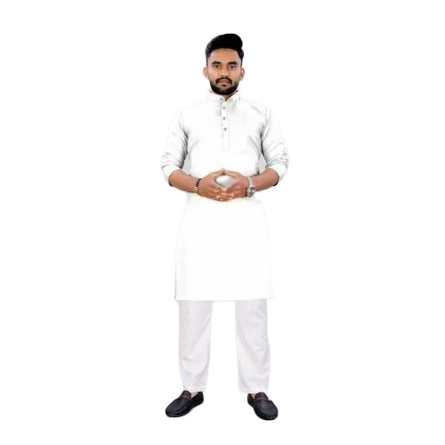 Men Plain White Kurta