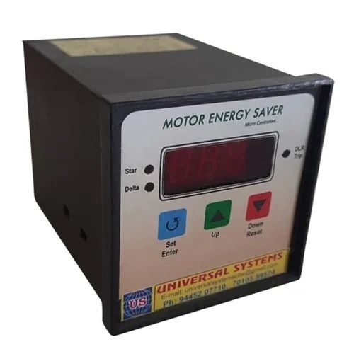 Motor Energy Saver - Mild Steel Black 10-100 Amp 440V Three Phase | Energy Saving Digital Display Plug-and-Play Surge Protection Silent Operation