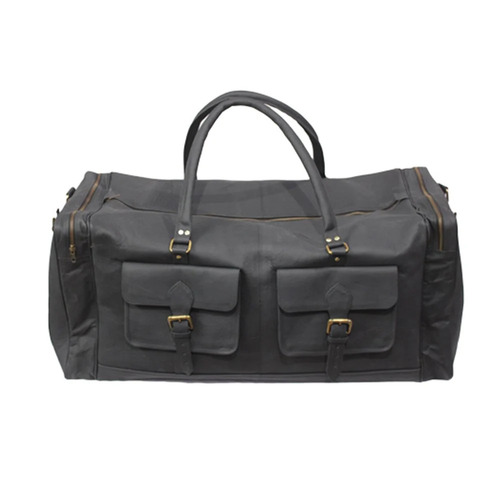 Black Leather Travel Bags - Color: 1
