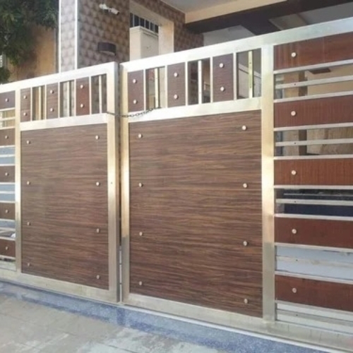 Brown stainless steel swing gate
