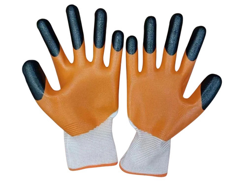 Nitrile Orange Grey Safety Gloves