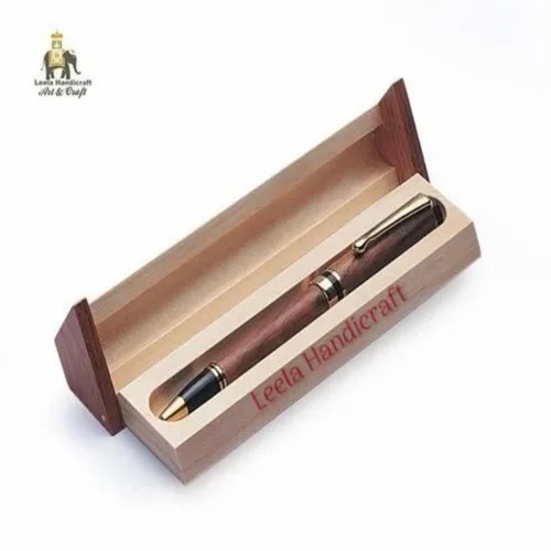 Wooden Pen Box - Wood, 8''x2.5'', Brown | Handmade, Polished, Office Use, Single Partition