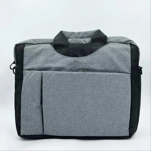 Laptop Bag - Cotton Fabric, Grey and Black, Lightweight Design | Padded Protection, Spacious Compartments, Adjustable Strap, Water Resistant, Antistatic, Barrier, Disposable, Microwaveable