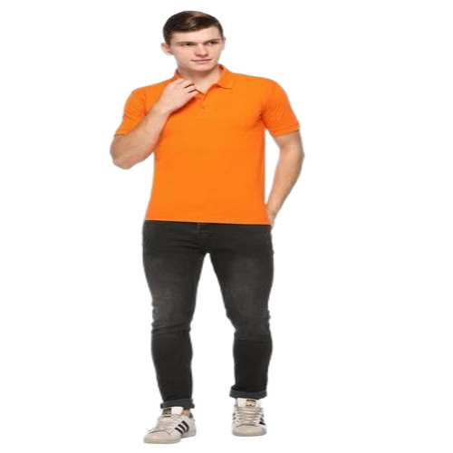 Orange Polo Neck T Shirt