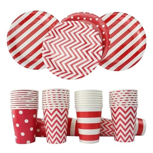 Red Paper Plates 9inch (36pcs) & Paper Cups
