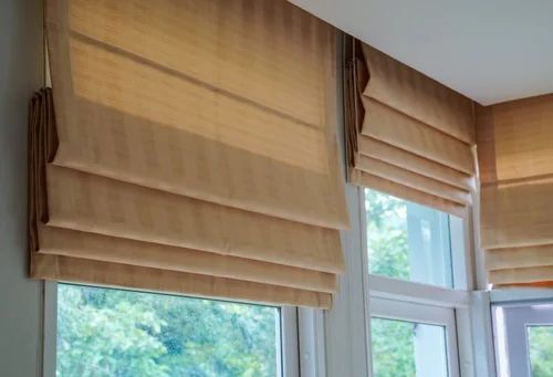 Jute Roller Blind - Jute Natural Light Brown Foldable Corded Manual Operation | Anti-UV Heat-Insulation Eco-Friendly Flame-Retardant