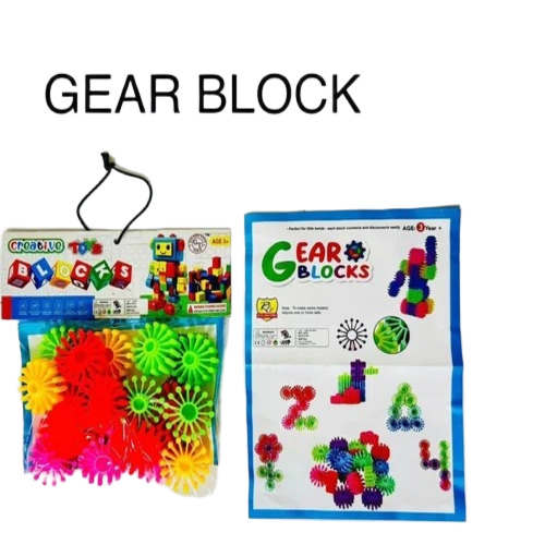 Kids Toy Plastic Blocks - Plastic Jumbo Gear Blocks, Multicolor | Durable, Shining