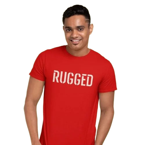 Men Red Printed T Shirt - Cotton, Half Sleeves, Summer Fit | O-Neck, Fancy, Comfortable
