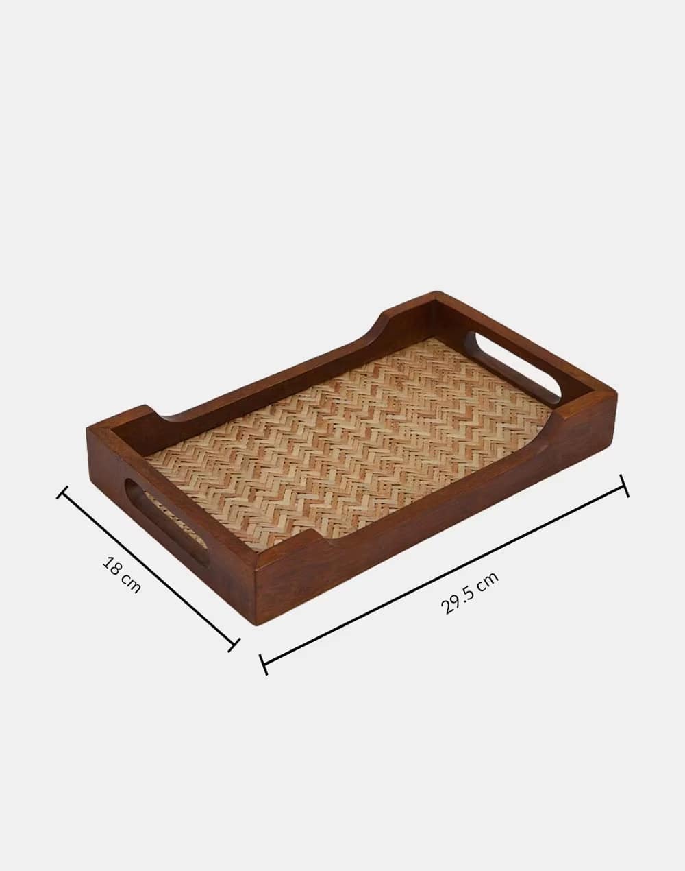 Handcrafted Wooden Serving Tray With Woven Base - Material: Wood