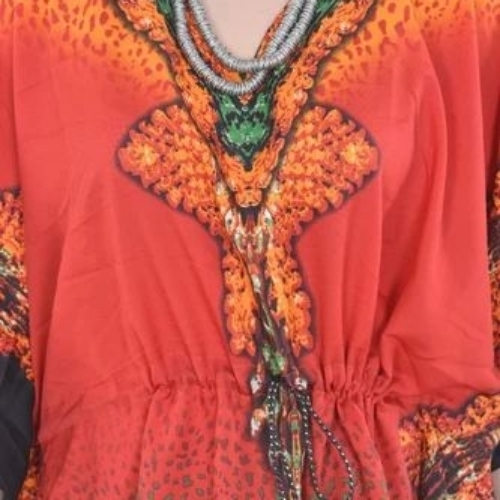 Orange Cotton Printed Ladies Top