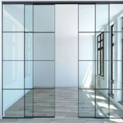 Slim Glass Partition And Door - Color: Transparent