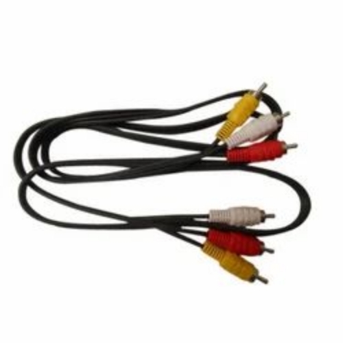 3 Pin Audio Video Cable - Plastic Material, Color Coded RCA Plugs, Analog Signal Clear Transmission