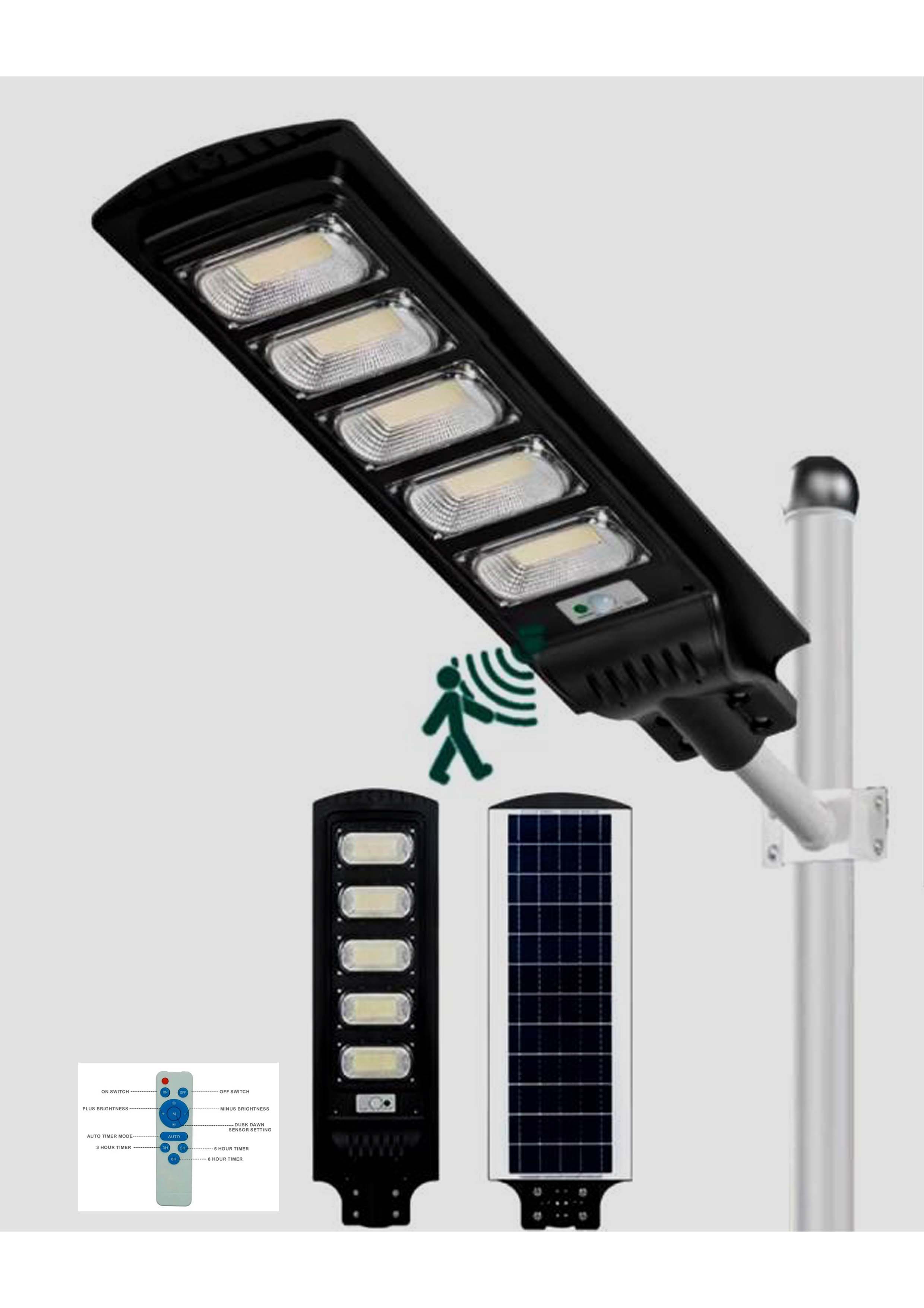 150 Watt All In One 5 Window Led Solar Street Light - Color: Black