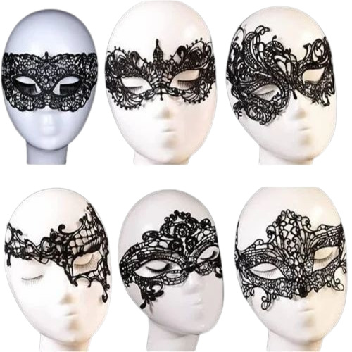 Fabric Carnival Eye Mask - Plastic 5 Inch, Black | Glossy Finish, Perfect Shape, Easy To Fit