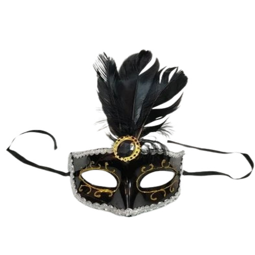Masquerade Eye Mask - Plastic, 5 Inch, Black | Glossy Finish, Perfect Shape, Easy to Fit