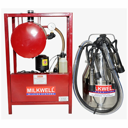 Milkwell Mw1prime Single Bucket Milking Machine - Stainless Steel, Red, Automatic | Environmental Friendly, Low Energy Consumption
