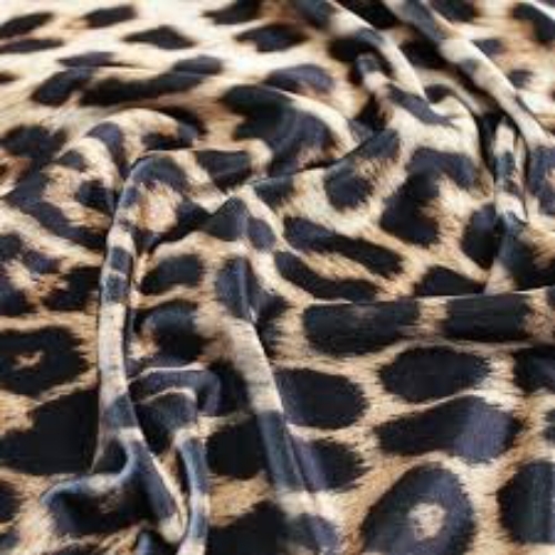 Leopard Printed Velvet Fabric - Color: Multicolor