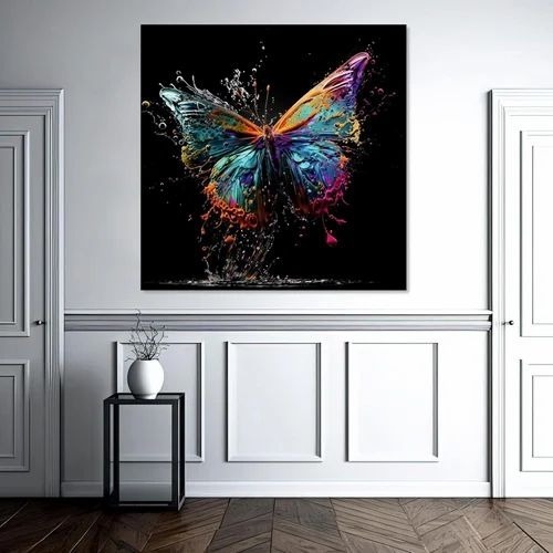 Decor Butterfly Painting - PVC, 2.25x4 Feet, Multicolor | Matte Finish, Digital Print, Wall Mount, Modern Rectangle Frame