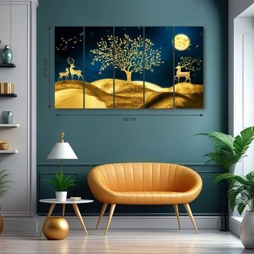 Decor Golden Deer Wall Painting