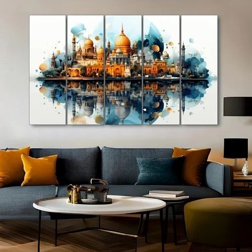 Decor Secularism Wall Painting - PVC 2.25x4 Feet Multicolor, Matte Finish | Modernism Style, Square Frame, Wall Mount