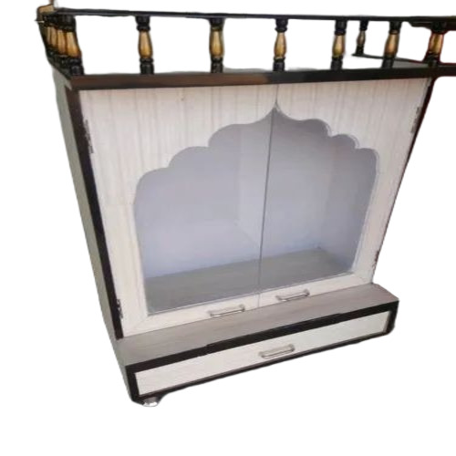 Decorative Wooden Temple - Solid Wood, Floor Standing, White and Brown | Hand Painted Antique Finish, Durable, Moisture Proof, Easy to Clean