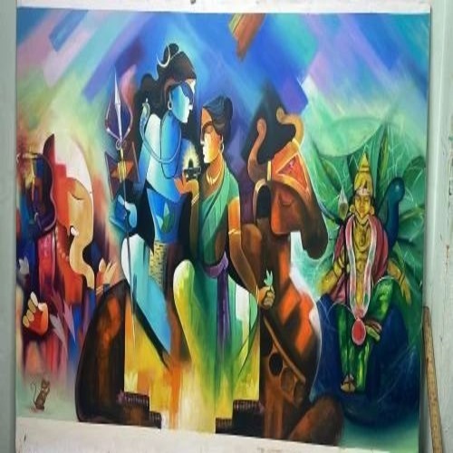 Handmade Canvas Ganesha Painting