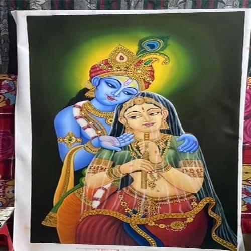 Handmade Canvas Radha Krishna Painting