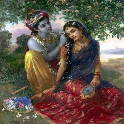 Handmade Radha Krishna Canvas Painting