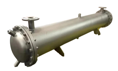 Shell Tube Heat Exchanger - Stainless Steel, Silver Color, Cylindrical Shell and Tube, Multi-Pass Tubes with Baffle Design