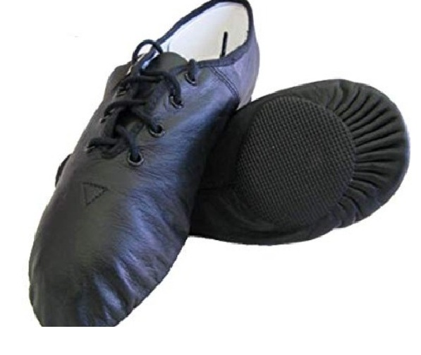 Two Sole Jazz Shoes - Leather, Black | Flexible Double Sole, Lightweight Comfort, Strong Grip, Smooth Movement