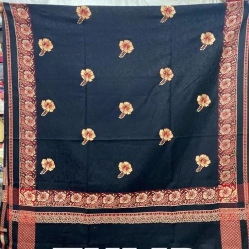Ladies Navy Blue Embroidered Shawl